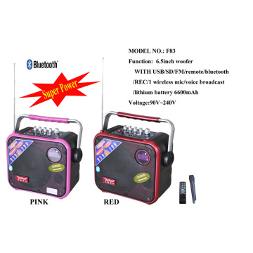 Mini Bluetooth Battery 6.5 Inch Speaker with USB SD FM F83